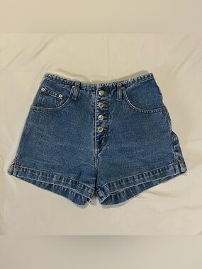 Route 66 Medium Wash High Waist Button Fly Denim Shorts Y2K Size 9/10